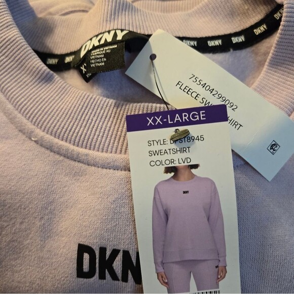 DKNY Women's Soft Cotton Cozy Comfy Fleece Sweatshirt Lavender NWT XXL - Picture 4 of 11